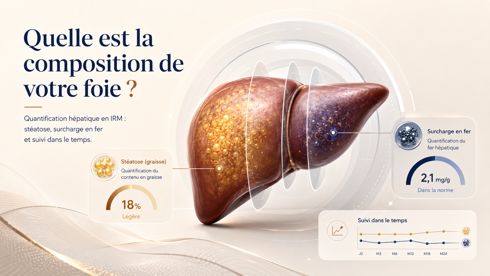 Quelle est la composition de votre foie ? Quantification hépatique en IRM : stéatose, fer et suivi dans le temps.